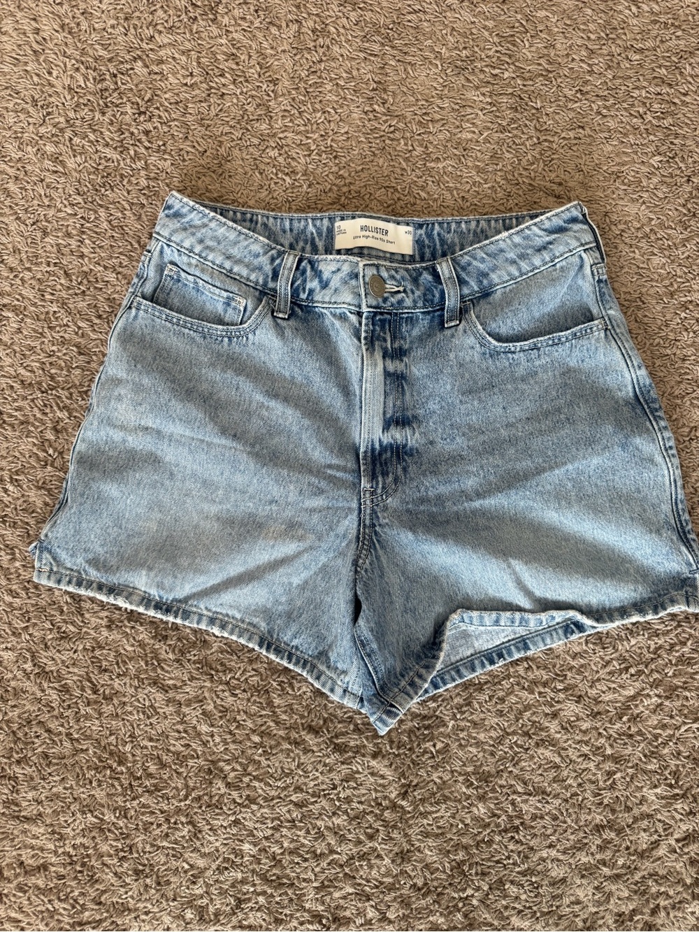 Hollister Pale Blue Vintage-Style Denim Shorts